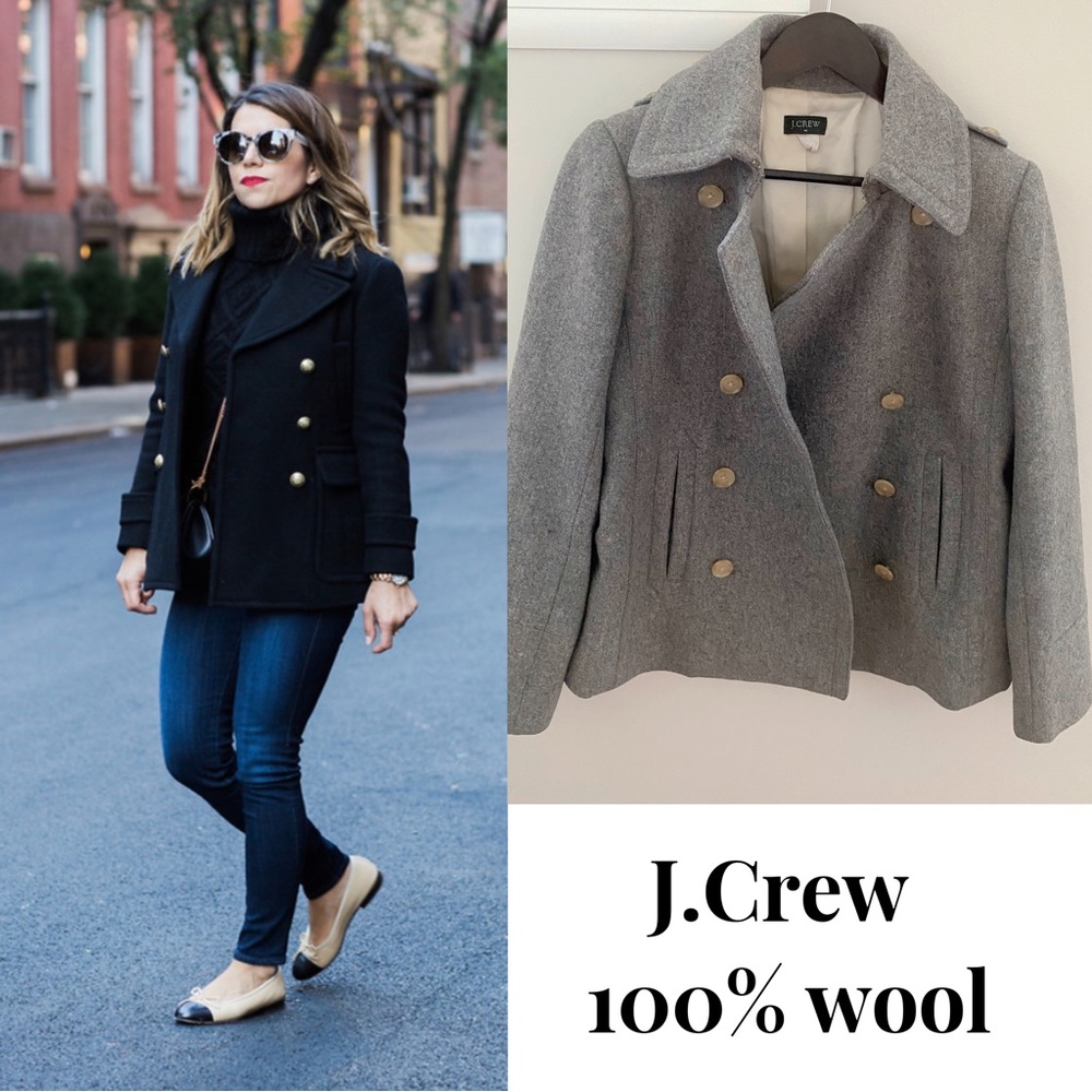 J.Crew 100% Wool majestic Peacoat size S in gray